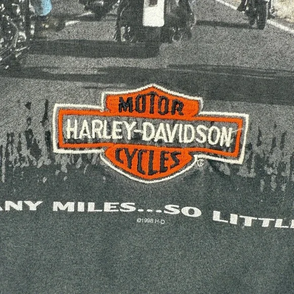 HARLEY DAVIDSON T Shirt Black Mens Large 1998 So Many Miles New Jersey Embroider - Picture 2 of 6
